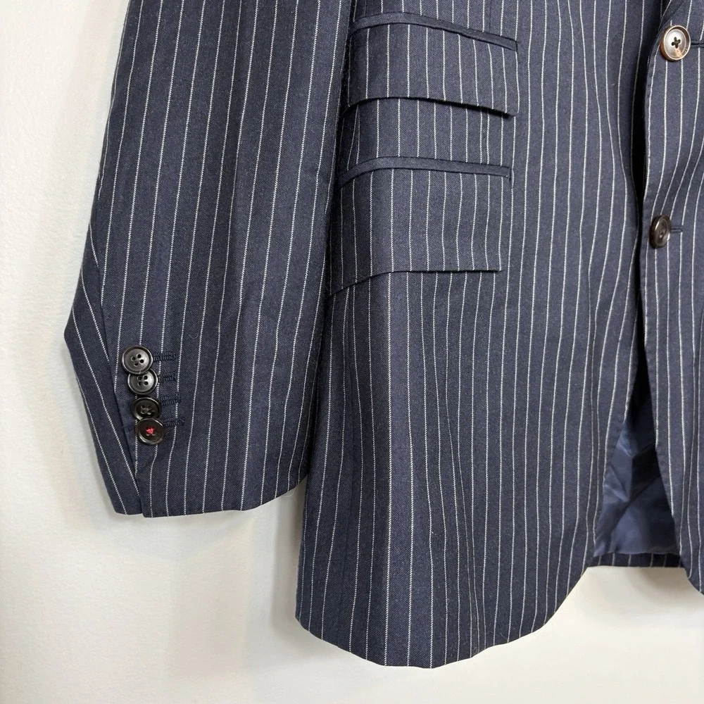 Suitsupply Men's Sienna Reda Super 130s Wool Sport Coat Sz 38R Navy Striped